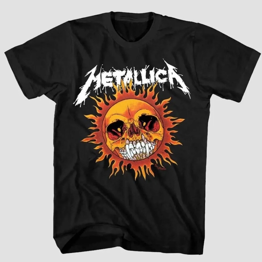 Metallica M Black Tee with Fiery Orange Graphic